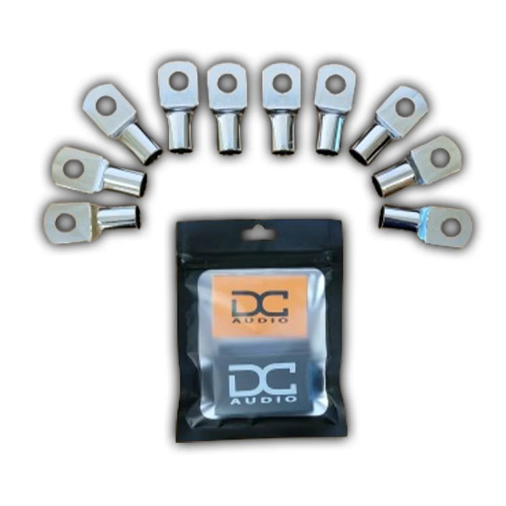 DC Audio 1/0 Gauge Tinned Copper Ring Terminals w/ Heat Shrink Tubing - 10 Pack