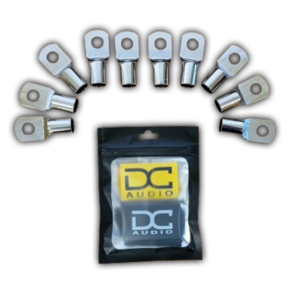 DC Audio 1/0 Gauge Tinned Copper Ring Terminals w/ Heat Shrink Tubing - 10 Pack
