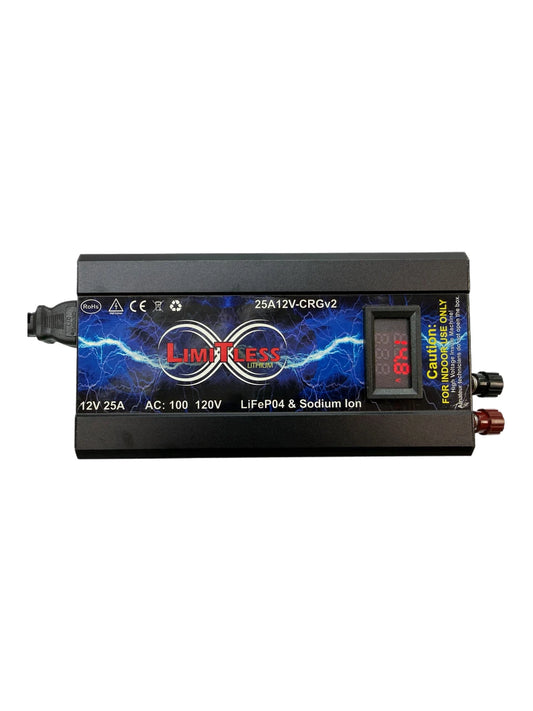 Limitless Lithium 25A 12V2 Charger/Power supply With LED Screen