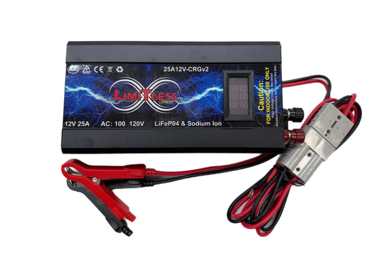 Limitless Lithium 25A 12V2 Charger/Power supply With LED Screen