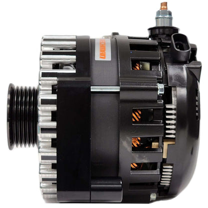 400 Amp Black Billet High Output Alternator for GM Truck / SUV with OEM STRETCH BELT