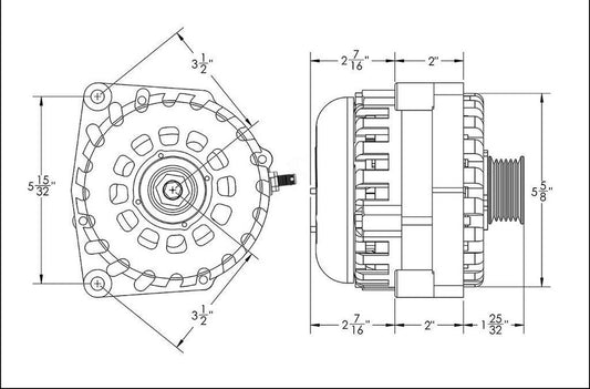 GM Truck 6.6L Diesel 400a Billet Alternator Green