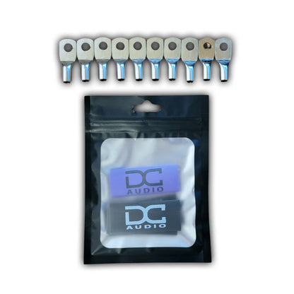 DC Audio 8AWG-6mm Holes Tinned Copper Ring Terminals w/ Heat Shrink Tubing - 10 Pack