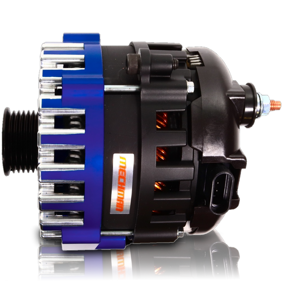 Cadillac Escalade 1999-2004 Large Case Billet Alternator E Series 400 Amp Dark Blue