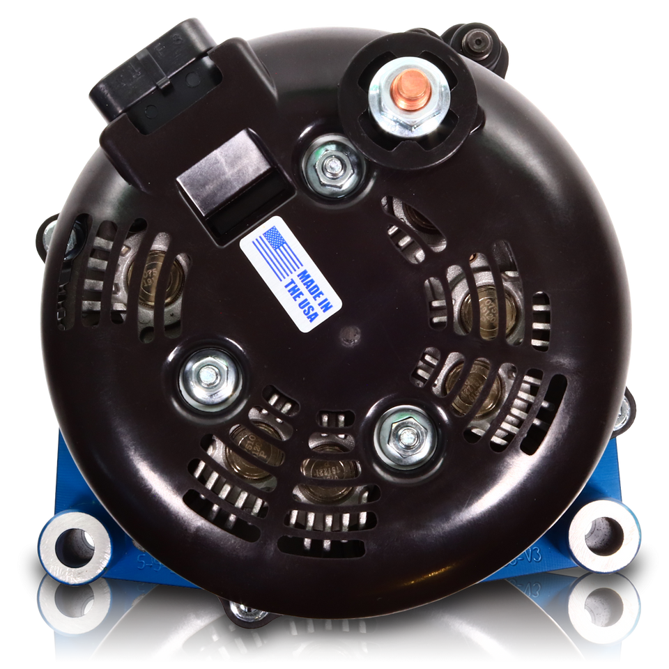 Cadillac Escalade 1999-2004 Large Case Billet Alternator E Series 400 Amp Dark Blue