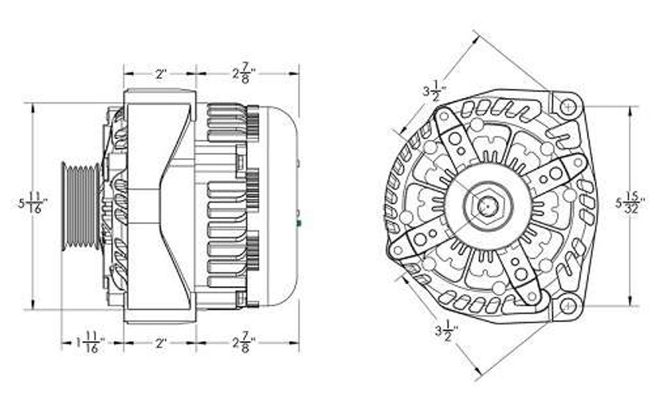 Cadillac Escalade 1999-2004 Large Case Billet Alternator E Series 400 Amp Green