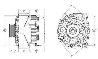 Cadillac Escalade 1999-2004 Large Case Billet Alternator E Series 400 Amp Green