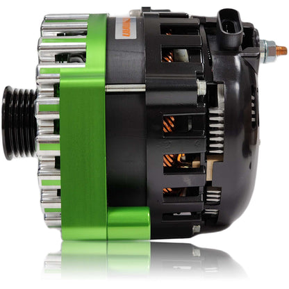 Cadillac Escalade 2005-2013 Large Case Billet Alternator E Series 400 Amp Green