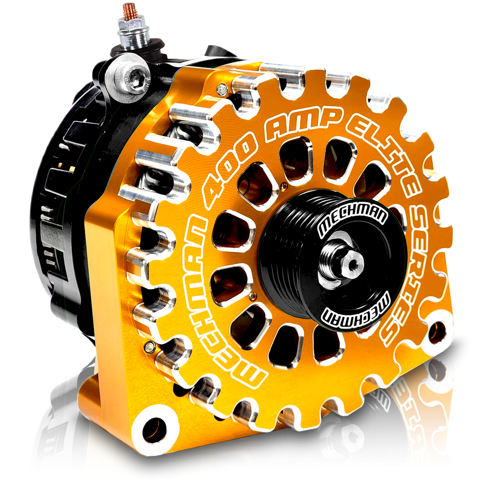 GM Truck 6.6L Diesel 400a Billet Alternator Side Output stud Orange