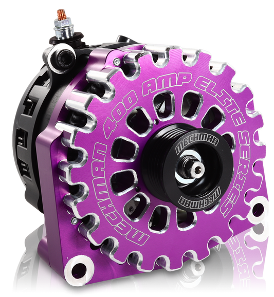 GM Truck 6.6L Diesel 400a Billet Alternator Side Output stud Purple
