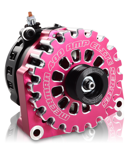 GM Truck 6.6L Diesel 400a Billet Alternator Side Output stud Pink