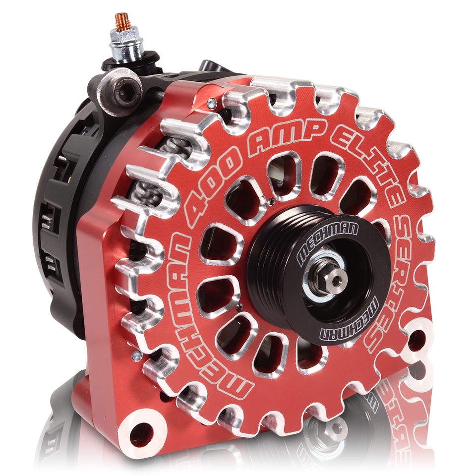 GM Truck 6.6L Diesel 400a Billet Alternator Side Output stud Red