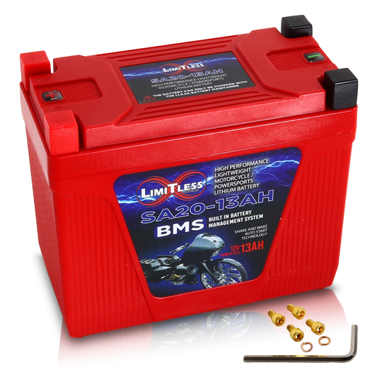 Shake Awake 20 Case 13AH Smart Motorcycle battery With 3.5A Battery Maintainer