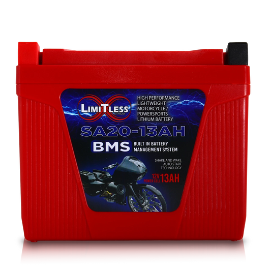 Shake Awake 20 Case 13AH Smart Motorcycle battery With 3.5A Battery Maintainer