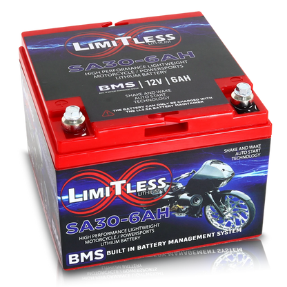 Shake Awake 30 Case 6Ah Smart Motorcycle battery with 3.5A Battery Maintainer
