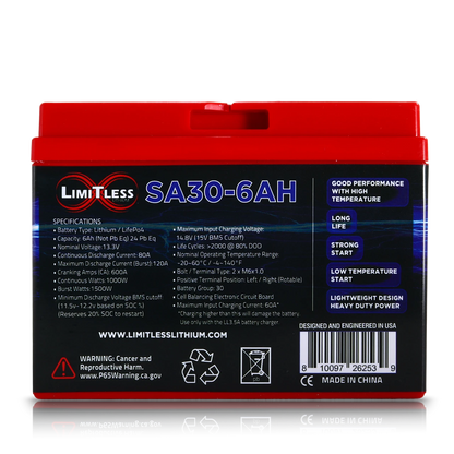 Shake Awake 30 Case 6Ah Smart Motorcycle battery with 3.5A Battery Maintainer