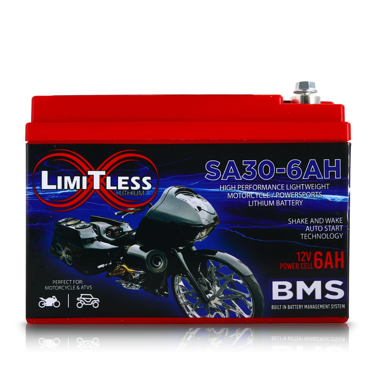 Shake Awake 30 Case 6Ah Smart Motorcycle battery with 3.5A Battery Maintainer
