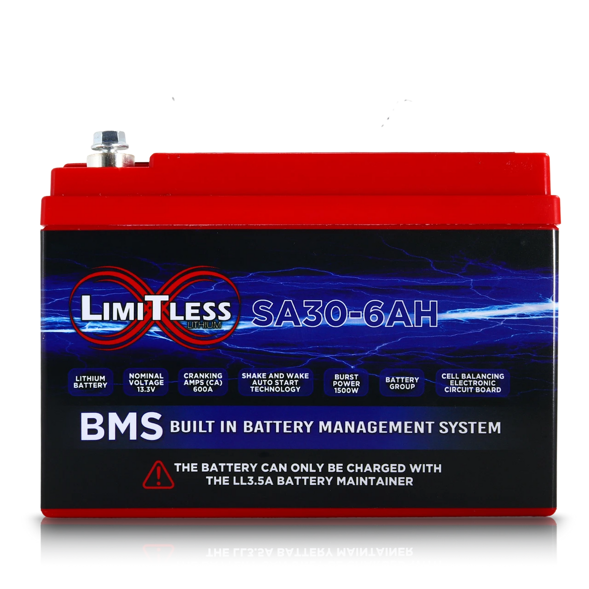 Shake Awake 30 Case 6Ah Smart Motorcycle battery with 3.5A Battery Maintainer