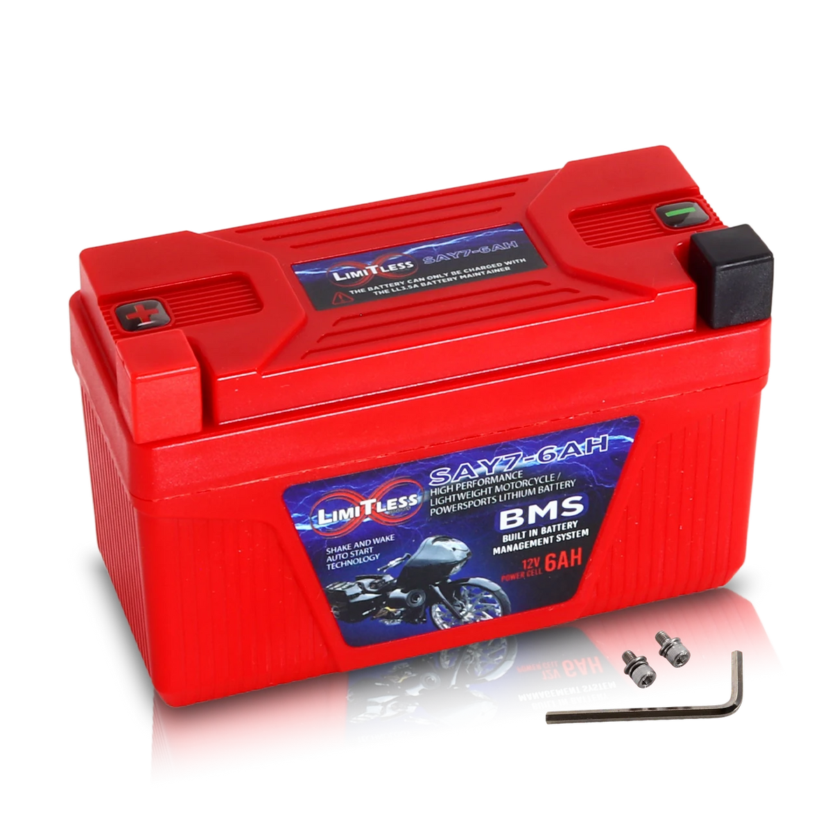 Shake Awake Y7 Case 6Ah Smart Motorcycle battery With 3.5A Battery Maintainer