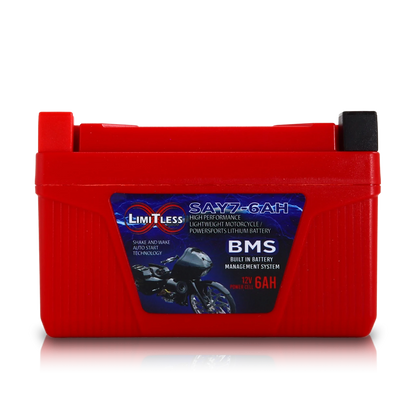Shake Awake Y7 Case 6Ah Smart Motorcycle battery With 3.5A Battery Maintainer