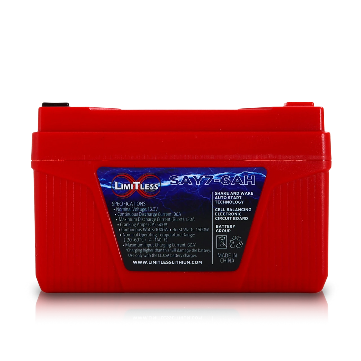 Shake Awake Y7 Case 6Ah Smart Motorcycle battery With 3.5A Battery Maintainer