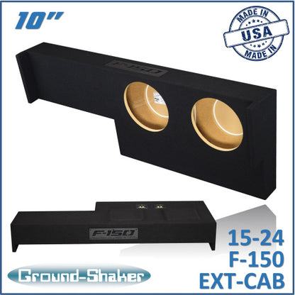 BLACK 10" DUAL SEALED SUB BOX, FITS 15-24 FORD F-150 EXT-CAB