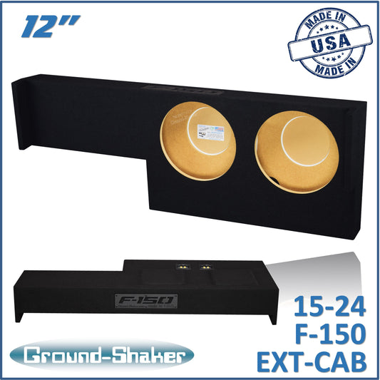 BLACK 12" DUAL SEALED SUB BOX, FITS 15-24 FORD F-150 EXT-CAB