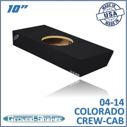 BLACK SINGLE 10" SEALED SUB BOX, FITS 04-14 CHEVY COLORADO CREW-CAB