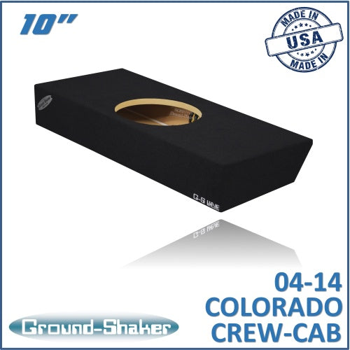 BLACK SINGLE 10" SEALED SUB BOX, FITS 04-14 CHEVY COLORADO CREW-CAB