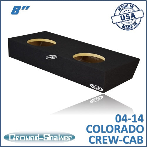 BLACK 8" DUAL SEALED SUB BOX, FITS 04-14 CHEVY COLORADO CREW-CAB