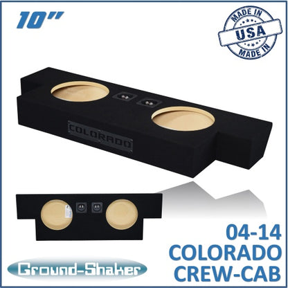 BLACK 10" DUAL SEALED SUB BOX, FITS 04-14 CHEVY COLORADO CREW-CAB