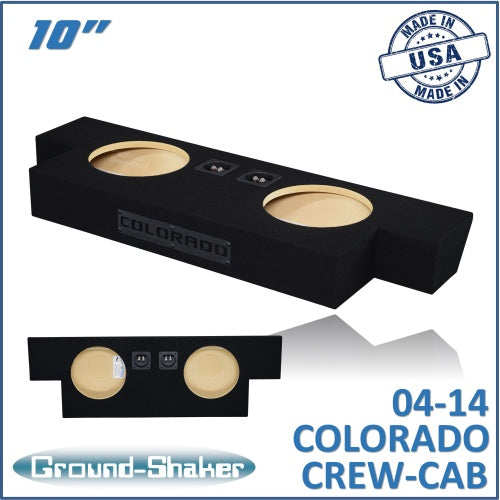 BLACK 10" DUAL SEALED SUB BOX, FITS 04-14 CHEVY COLORADO CREW-CAB