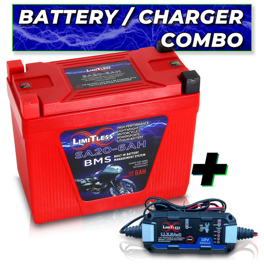 Shake Awake 20 Case 6Ah Smart Motorcycle battery With 3.5A Battery Maintainer