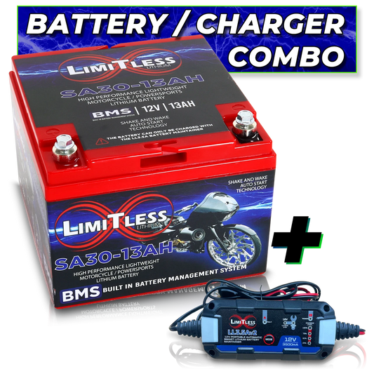 Shake Awake 30 Case 13Ah Smart Motorcycle battery With 3.5A Battery Maintainer