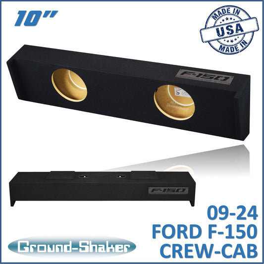 BLACK 10" DUAL SEALED SUB BOX, FITS 09-24 FORD F-150 CREW-CAB