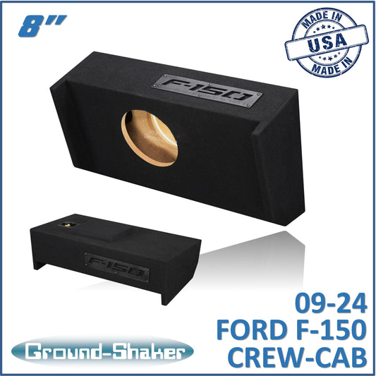 BLACK 8" SINGLE SEALED SUB BOX, FITS 09-24 FORD F-150 CREW-CAB