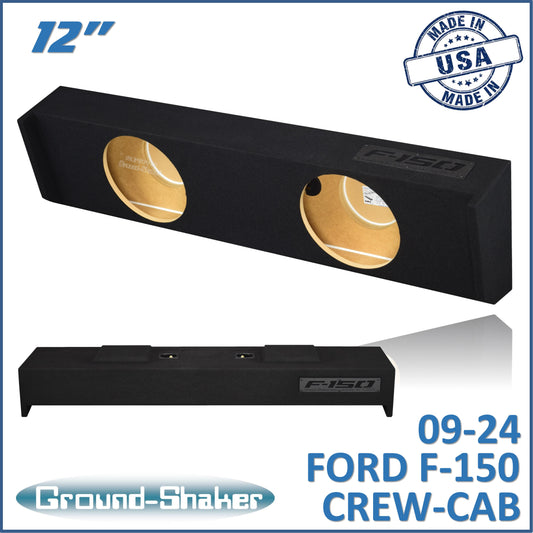 BLACK 12" DUAL SEALED SUB BOX, FITS 09-24 FORD F-150 CREW-CAB
