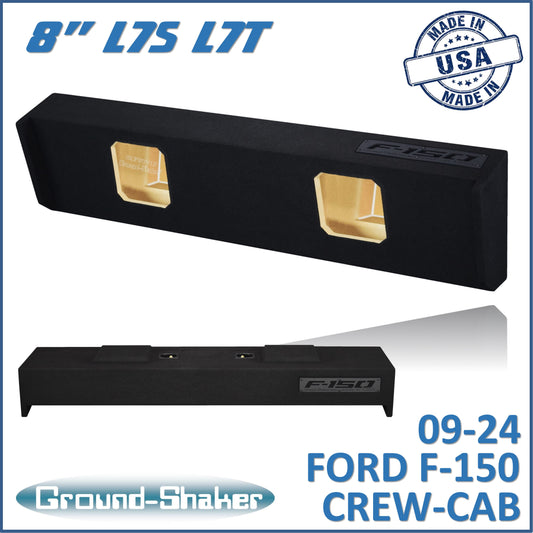BLACK 8" DUAL SEALED SOLOBARIC SUB BOX, FITS 09-24 FORD F-150 CREW-CAB