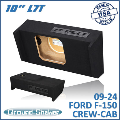BLACK 10" SINGLE SEALED SOLOBARIC SUB BOX, FITS 09-24 FORD F-150 CREW-CAB