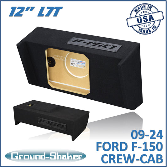 BLACK 12" SINGLE SEALED L7T SUB BOX, FITS 09-24 FORD F-150 CREW-CAB