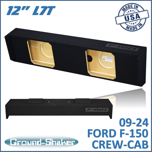 BLACK 12" DUAL SEALED SOLOBARIC SUB BOX, FITS 09-24 FORD F-150 CREW-CAB