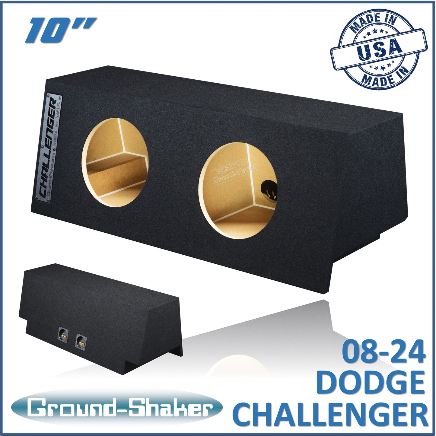 BLACK 10" DUAL SEALED SUB BOX, FITS 08-24 DODGE CHALLENGER