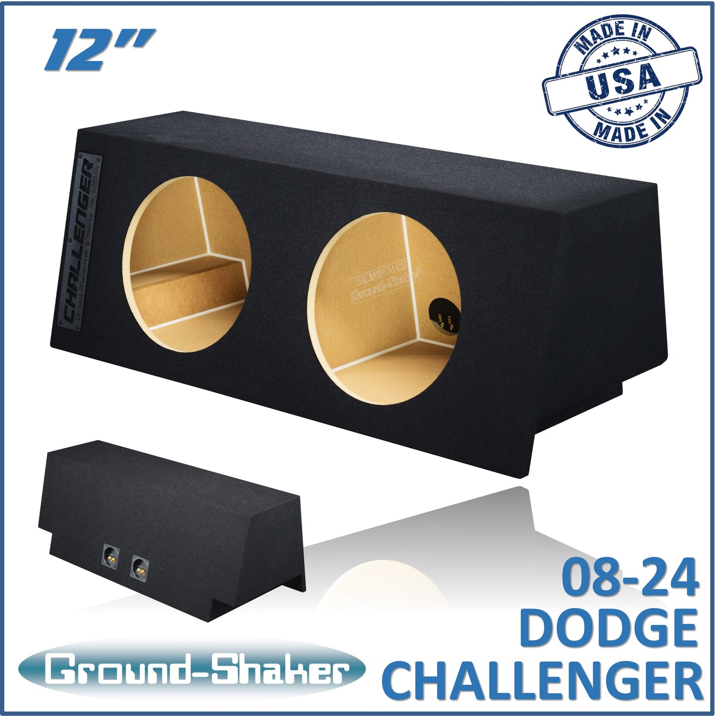 BLACK 12" DUAL SEALED SUB BOX, FITS 08-24 DODGE CHALLENGER
