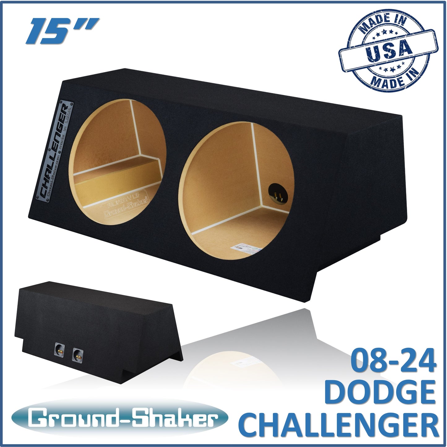 BLACK 15" DUAL SEALED SUB BOX, FITS 08-24 DODGE CHALLENGER