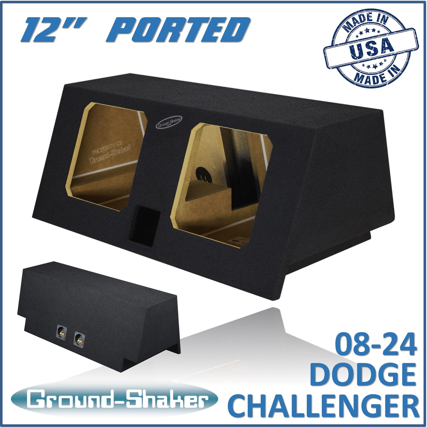 BLACK 12" DUAL PORTED SOLOBARIC SUB BOX, FITS 08-24 DODGE CHALLENGER