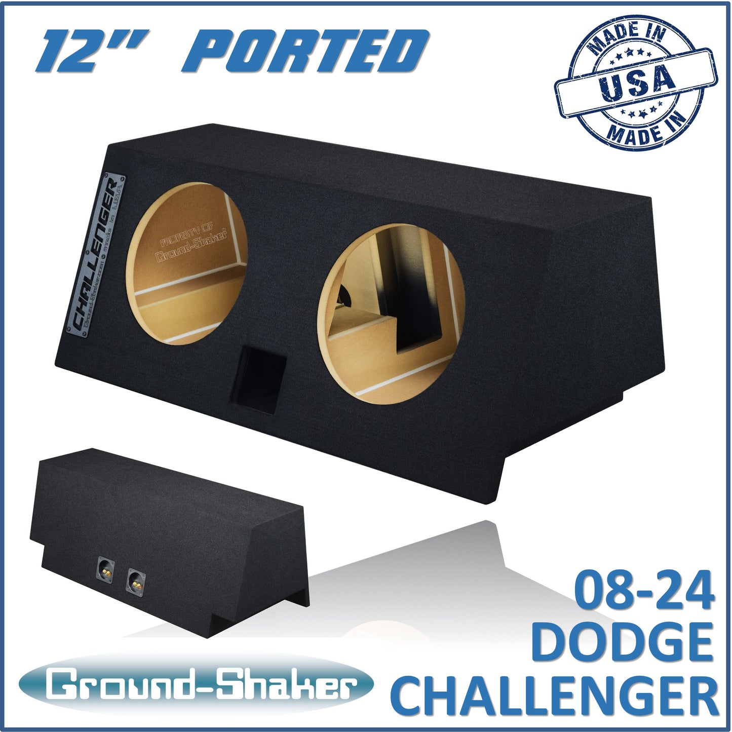 BLACK 12" DUAL PORTED SUB BOX, FITS 08-24 DODGE CHALLENGER
