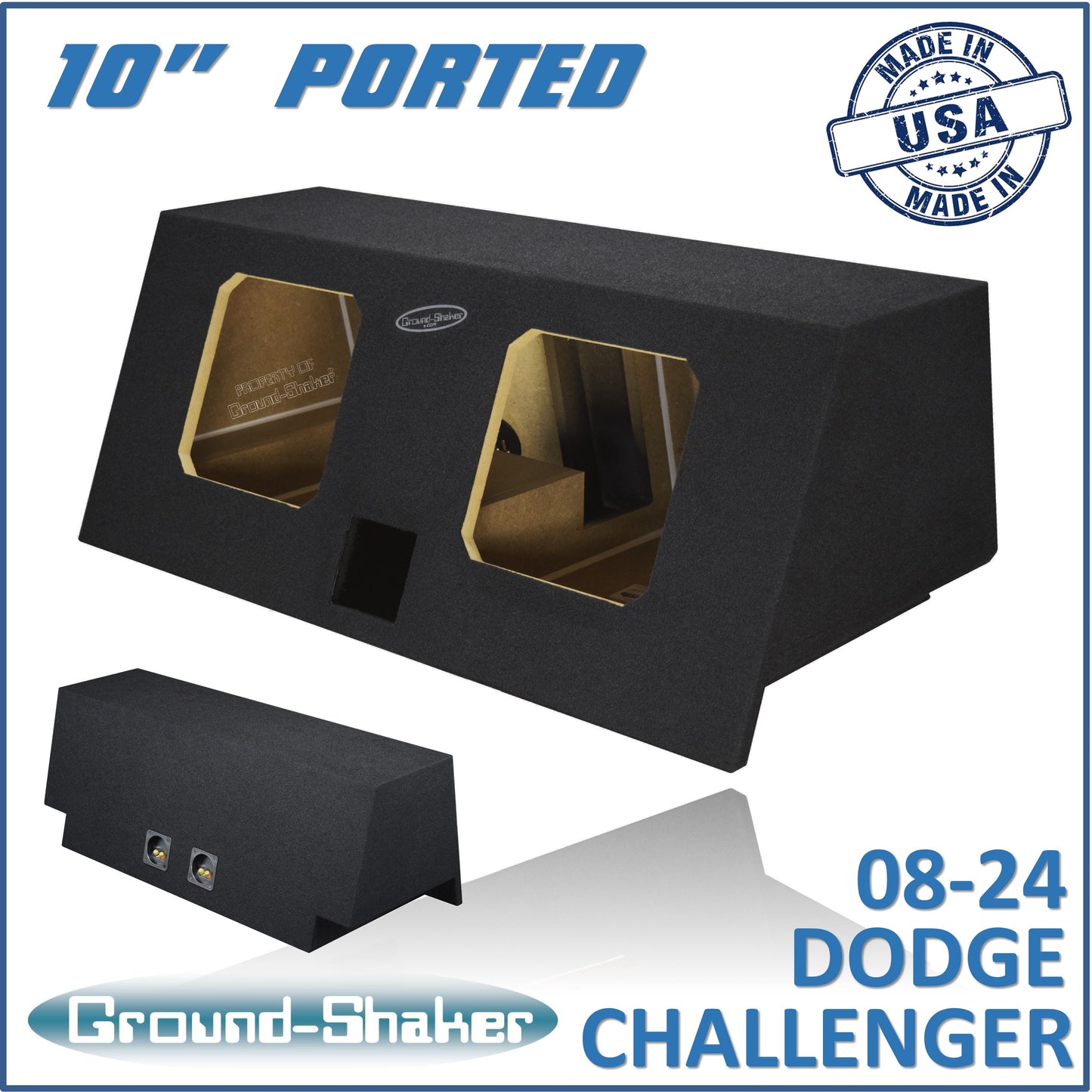 BLACK 10" DUAL PORTED SOLOBARIC SUB BOX, FITS 08-24 DODGE CHALLENGER