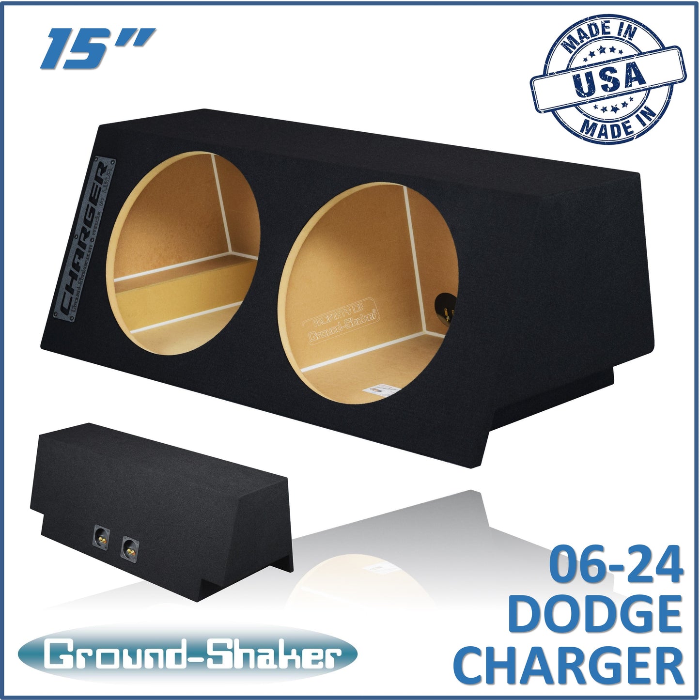 BLACK 15" DUAL SEALED SUB BOX, FITS 06-24 DODGE CHARGER