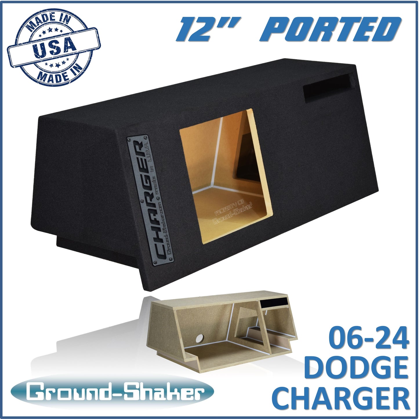 BLACK 12" SINGLE PORTED SOLOBARIC SUB BOX, FITS 06-24 DODGE CHARGER
