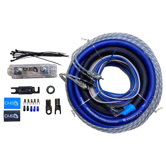 DOWN4SOUND 0 GAUGE CCA AMPLIFIER INSTALL KIT ( BLUE/CLEAR )